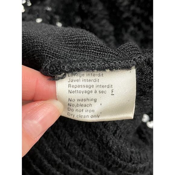 Vintage YSL YVES SAINT LAURENT Sequin Scoop Neck Knit Sweater Black Women's M/L - Picture 7 of 9